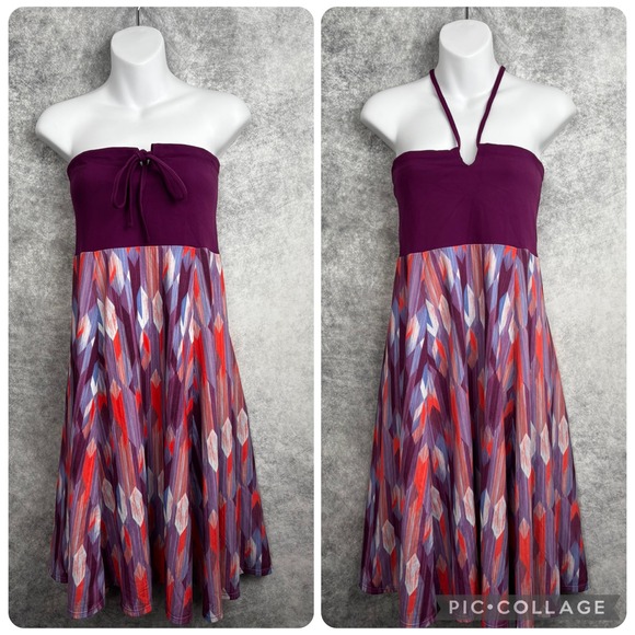 Prana Dresses & Skirts - Prana Solana Convertible Purple Halter Bandeau Empire Waist Midi Dress Sz Medium